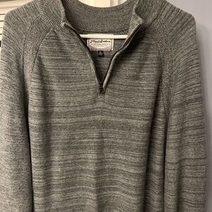 Flag And Anthem Men Sweater XL Gray Long Sleeves 1/4 Zip Winter Fall Prep Casual